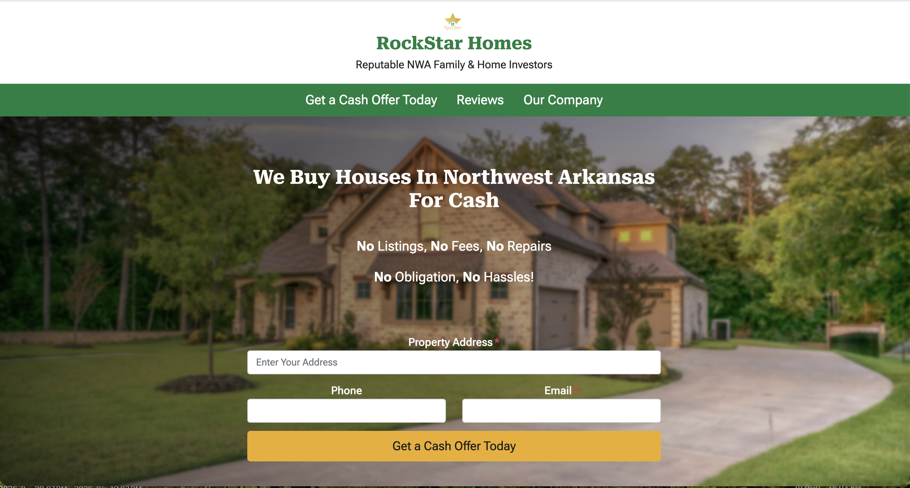 Rockstar Homes landing page screenshot